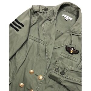 CAbi Military Jacket Blazer Women's S‎ Green Gold Buttons Double Breasted
